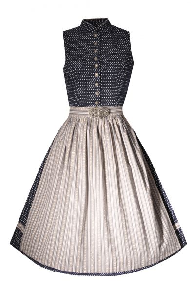 Dirndl midi 68 cm Kronwitt dkl. blau grau Almsach