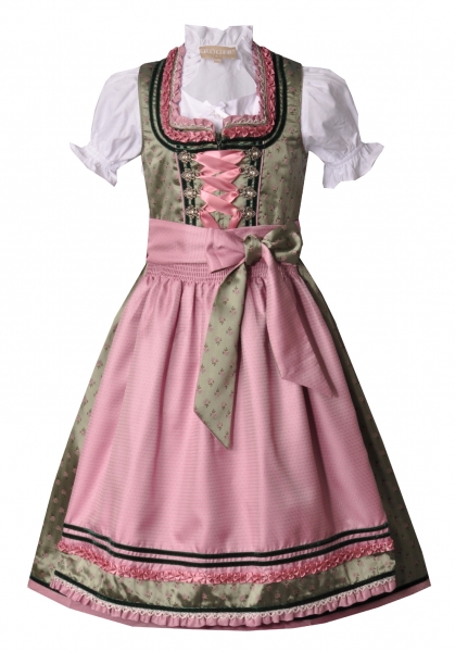 Mädchendirndl Teeniedirndl grün rose im Set 3-tlg. von Krüger